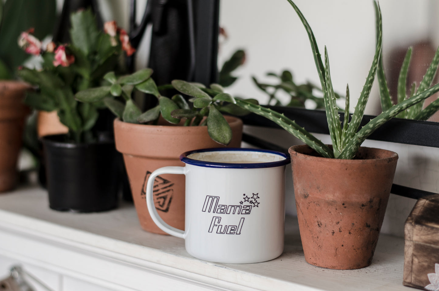 Mama Fuel - Engraved Enamel Mug - One Mama One Shed