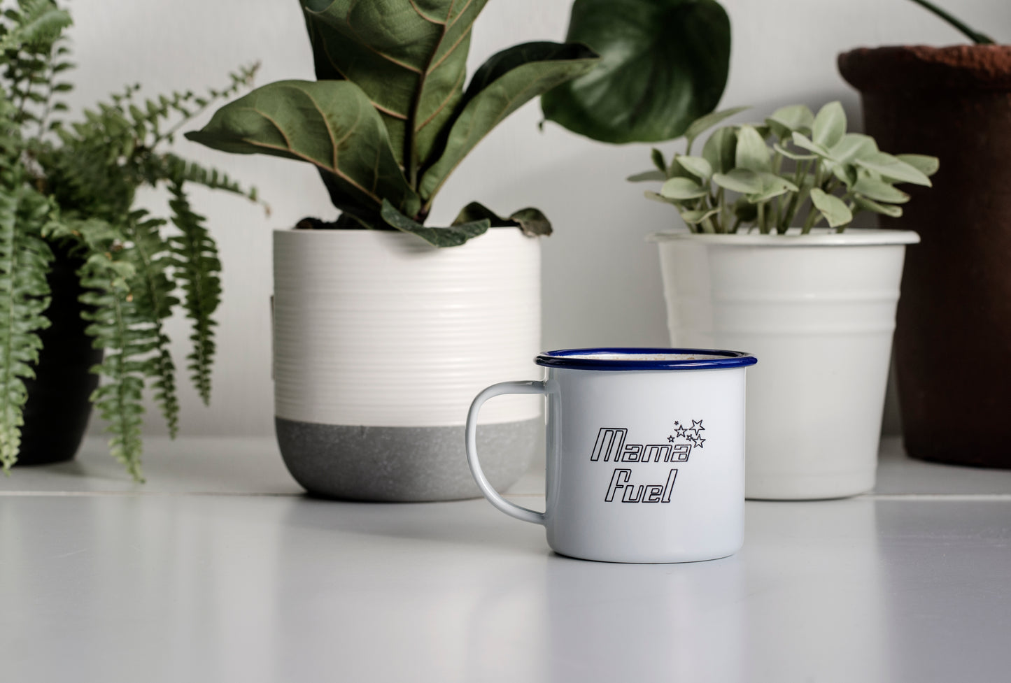 Mama Fuel - Engraved Enamel Mug - One Mama One Shed