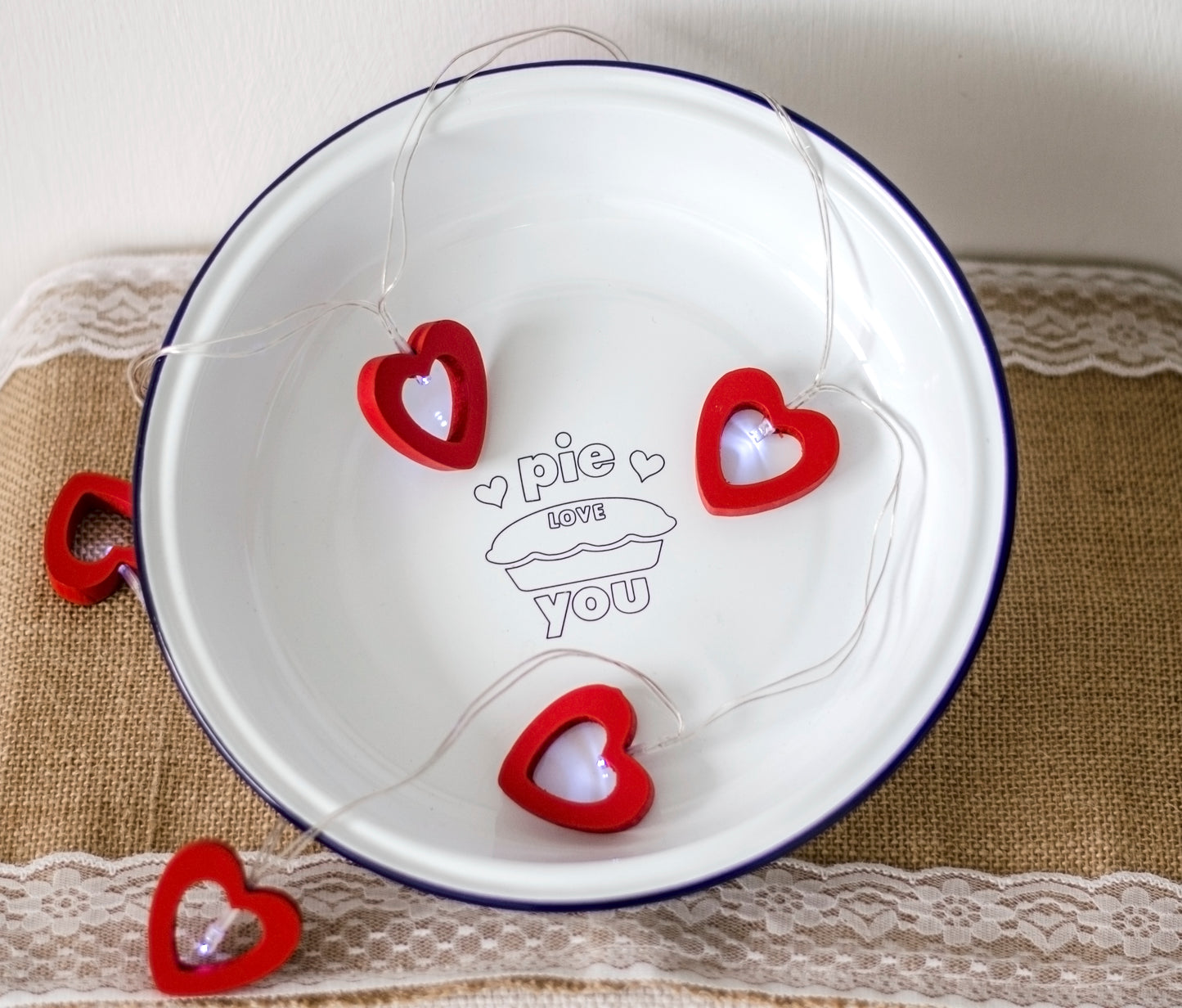 Pie Love You - Engraved Enamel Pie Dish - One Mama One Shed