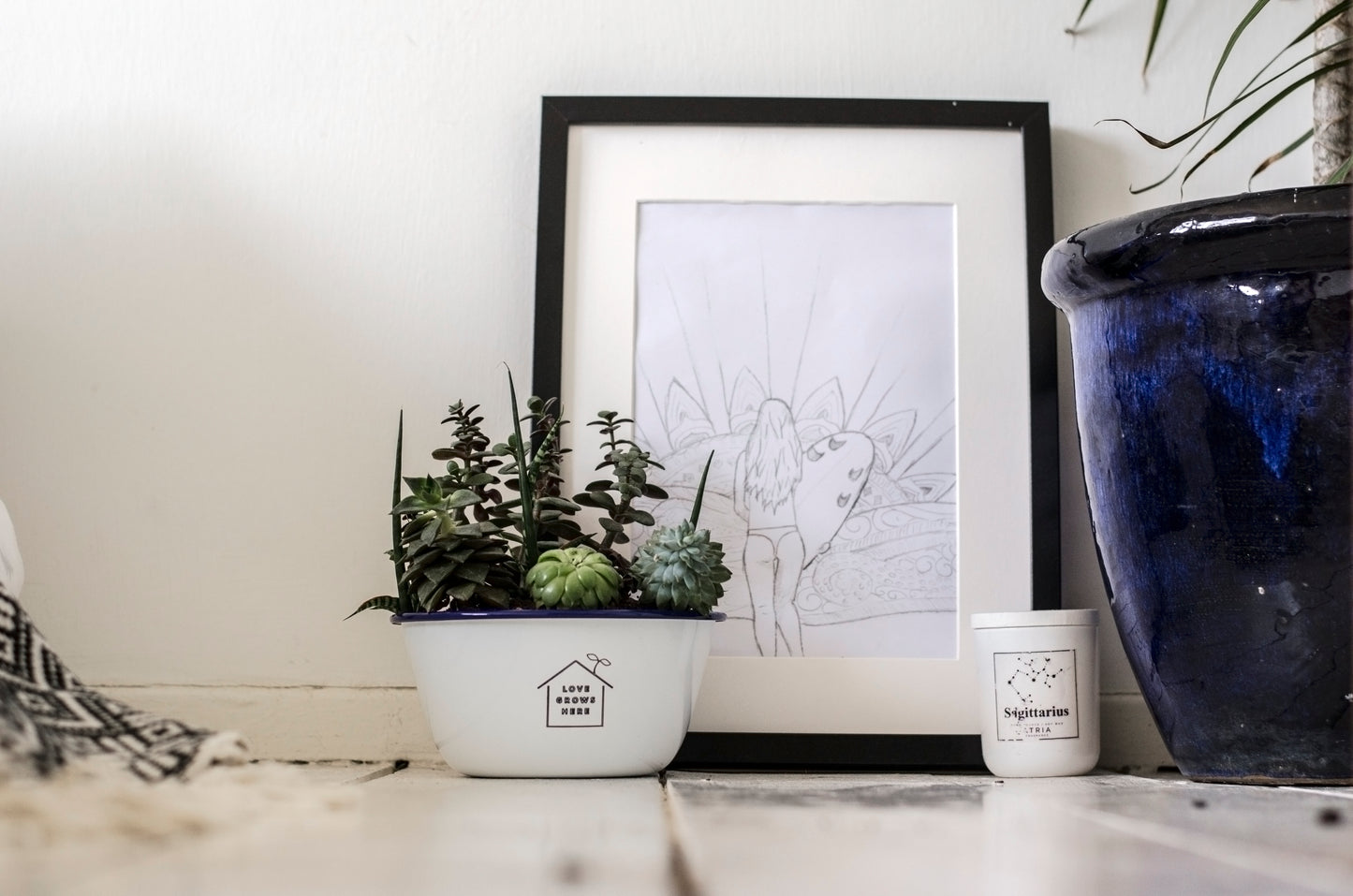 Love Grows Here - Engraved Enamel Planter - One Mama One Shed