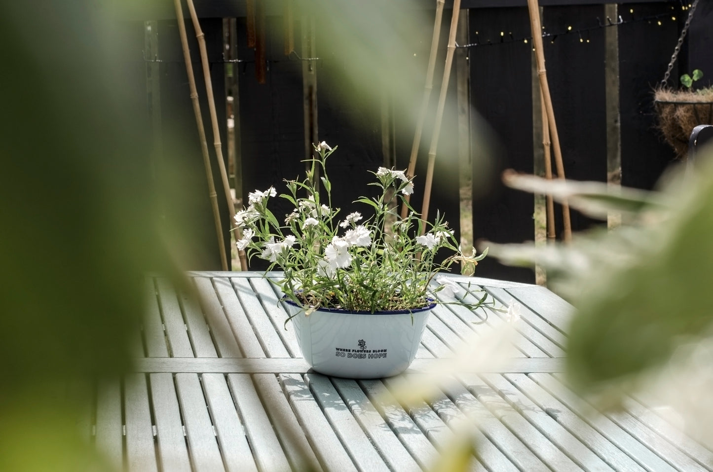Where Flowers Bloom So Does Hope - Engraved Enamel Planter - One Mama One Shed