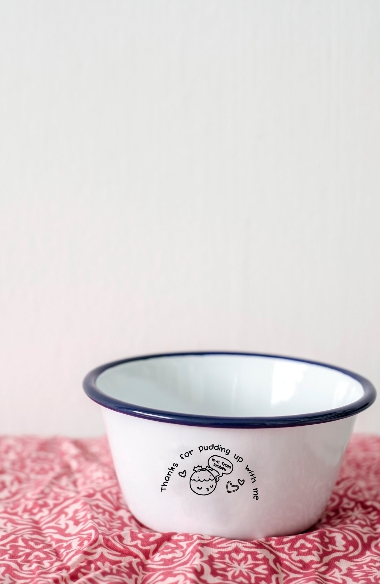 Thanks For Pudding Up With Me- Engraved Enamel Dessert Bowl - One Mama One Shed