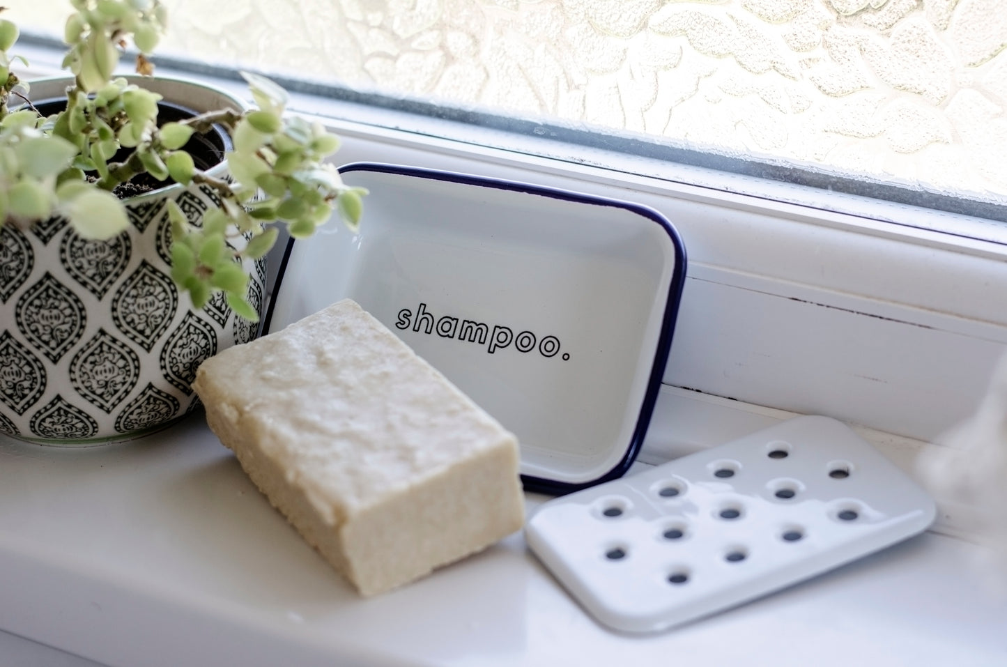 Shampoo - Engraved Enamel Soap Dish - One Mama One Shed