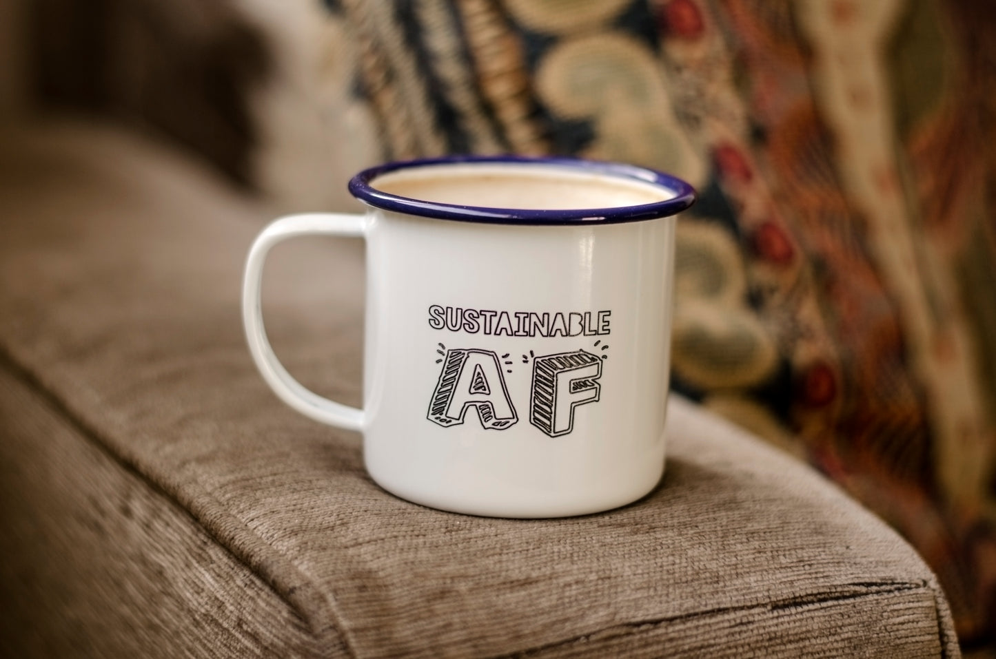Sustainable AF - Engraved Enamel Mug - One Mama One Shed