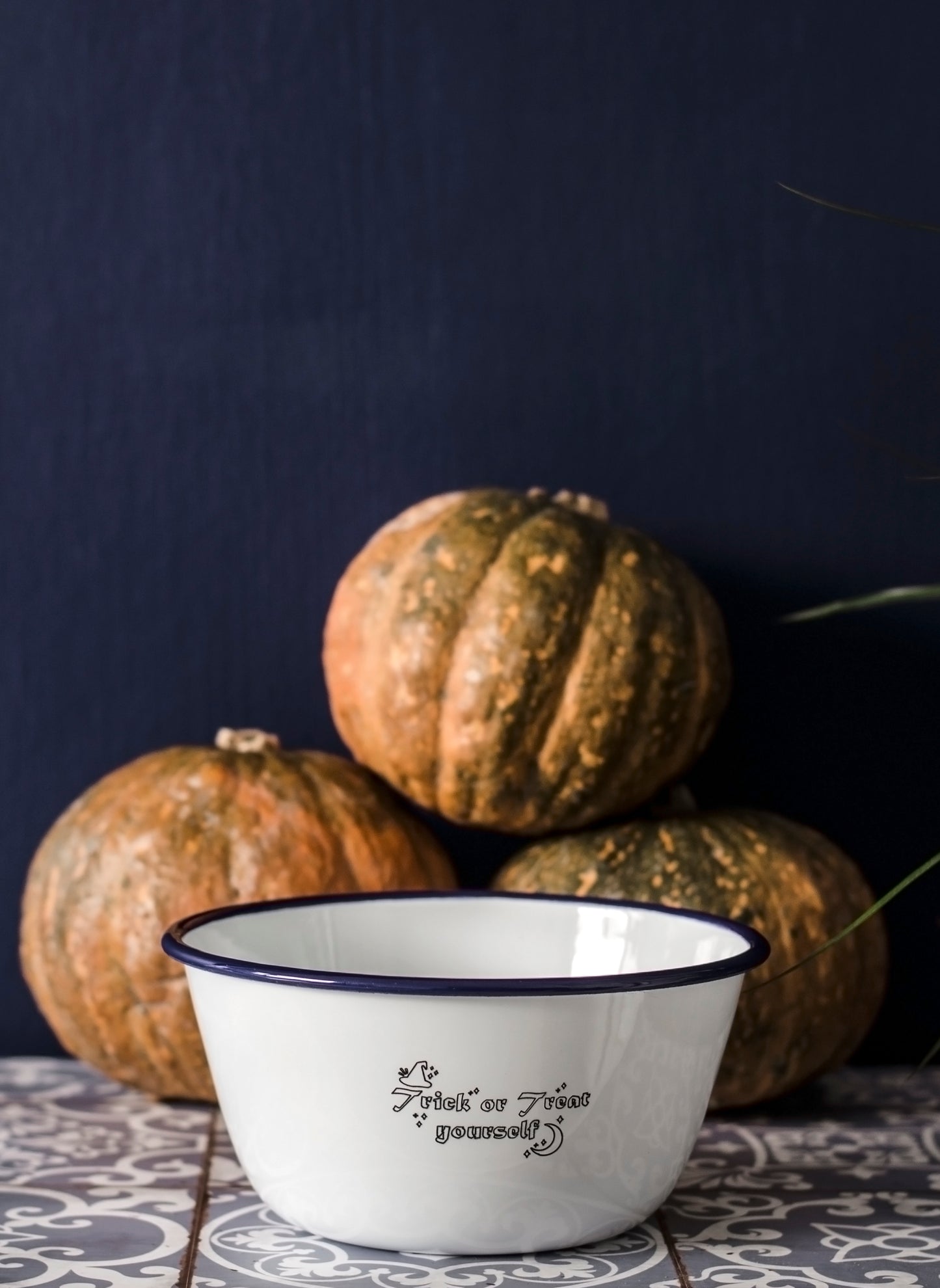 Trick or Treat Yourself - Engraved Enamel Bowl - One Mama One Shed