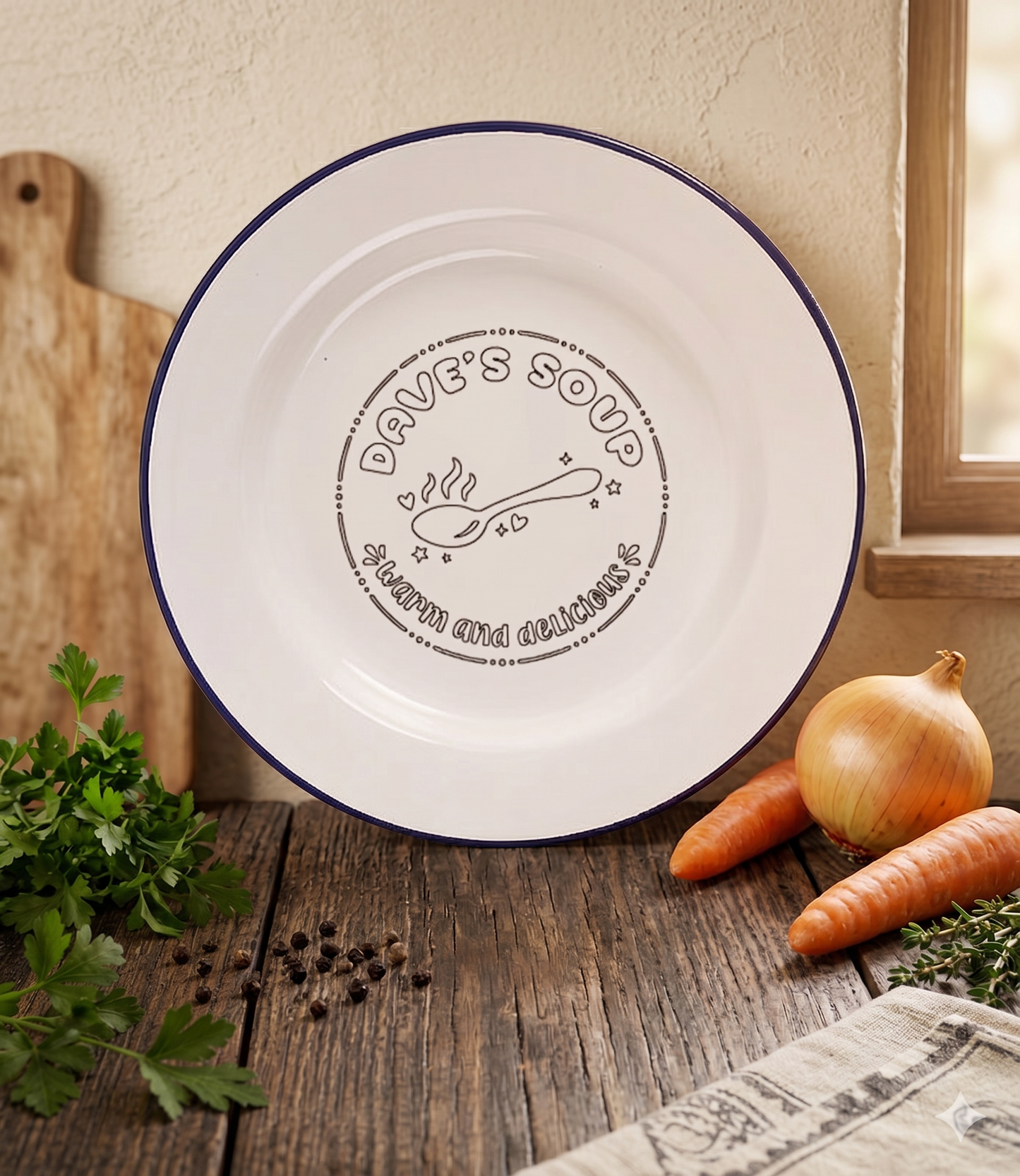 Personalised Enamel Soup Plate