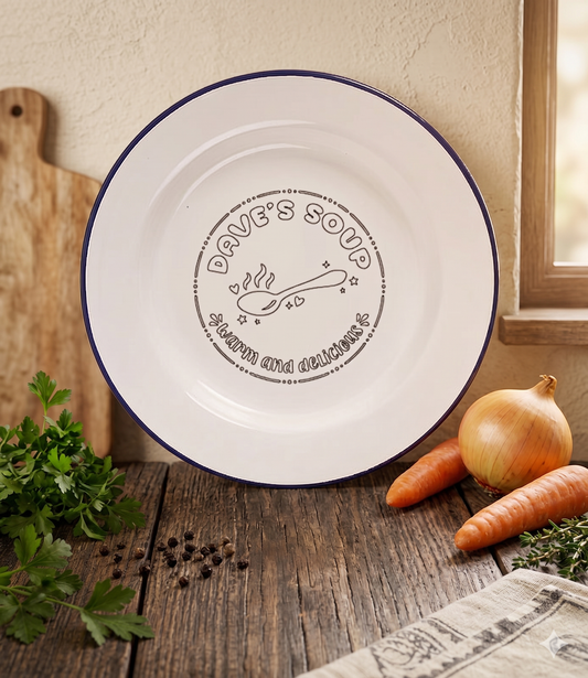Personalised Enamel Soup Plate - One Mama One Shed