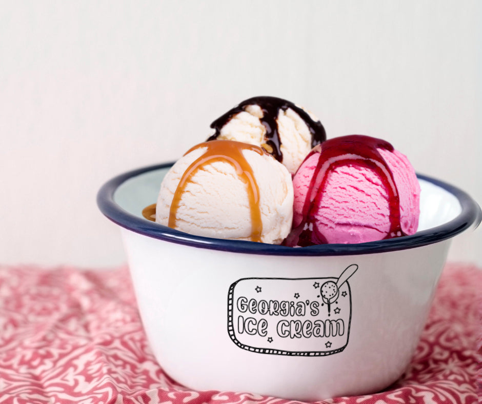 Personalised Ice Cream - Engraved Enamel Bowl - One Mama One Shed