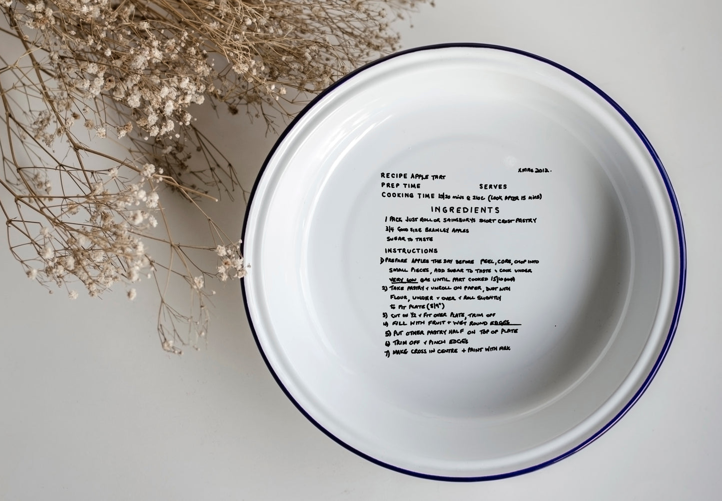 Your Recipe Here - Engraved Enamel Pie Dish - One Mama One Shed