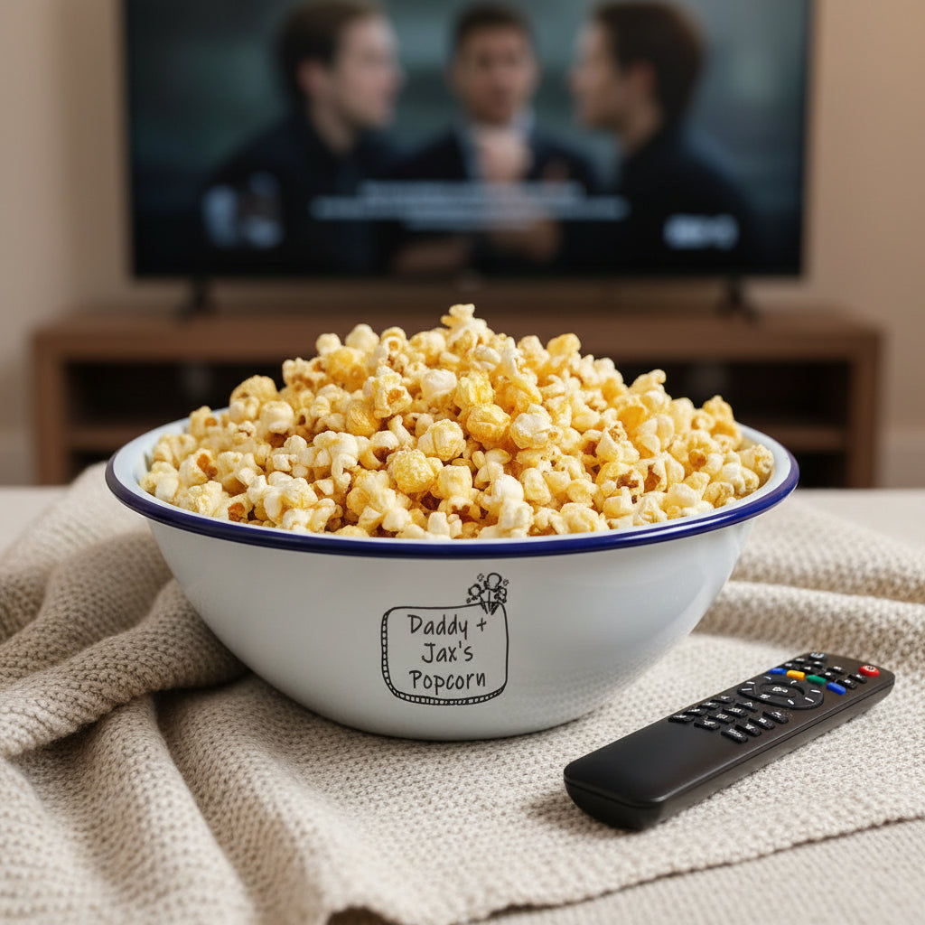 Personalised Popcorn - Engraved Enamel Snack Bowl