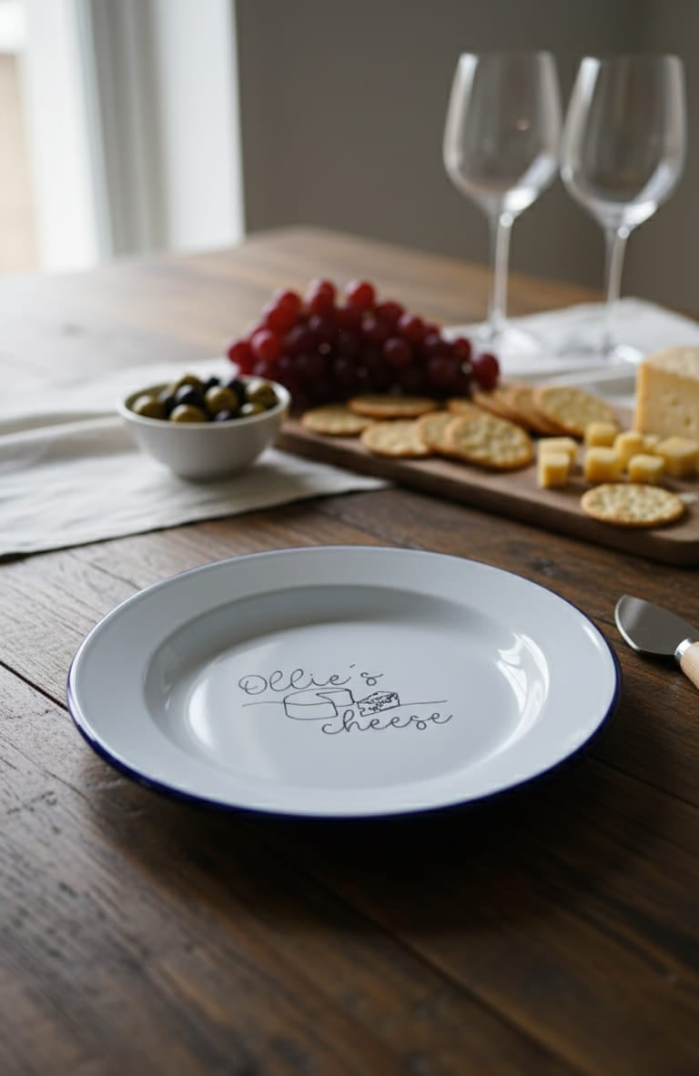 Cheese Plate - Engraved Enamel Plate