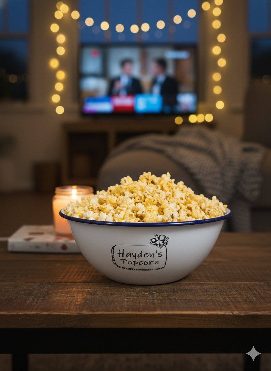 Personalised Popcorn - Engraved Enamel Snack Bowl