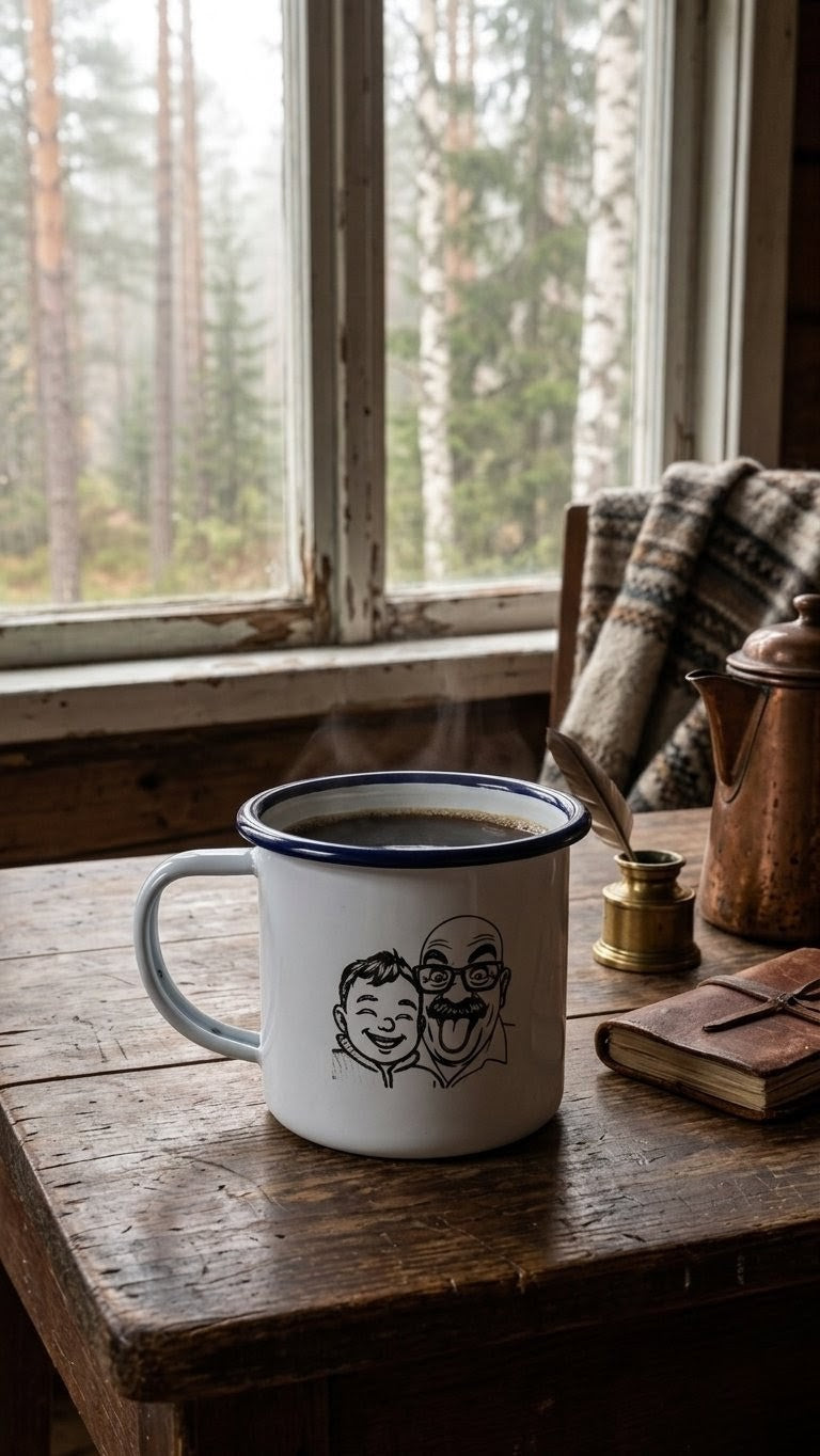 Custom Photo Line Drawing Engraved Enamelware | One Mama One Shed - One Mama One Shed