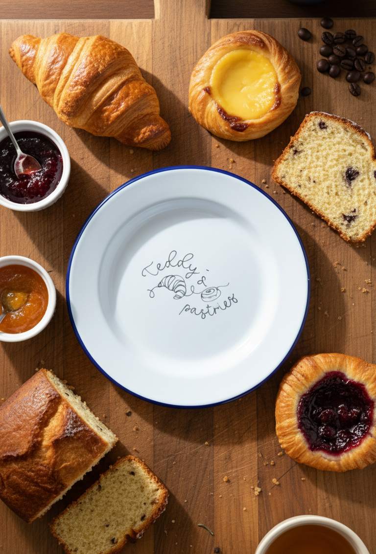 Pastry Plate - Engraved Enamel Plate