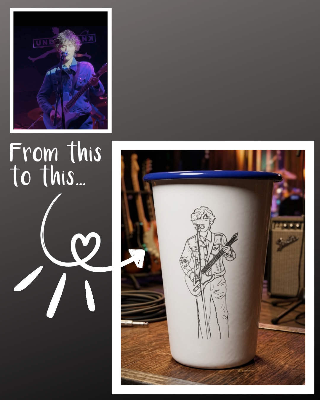 Custom Photo Line Drawing Engraved Enamelware | One Mama One Shed - One Mama One Shed