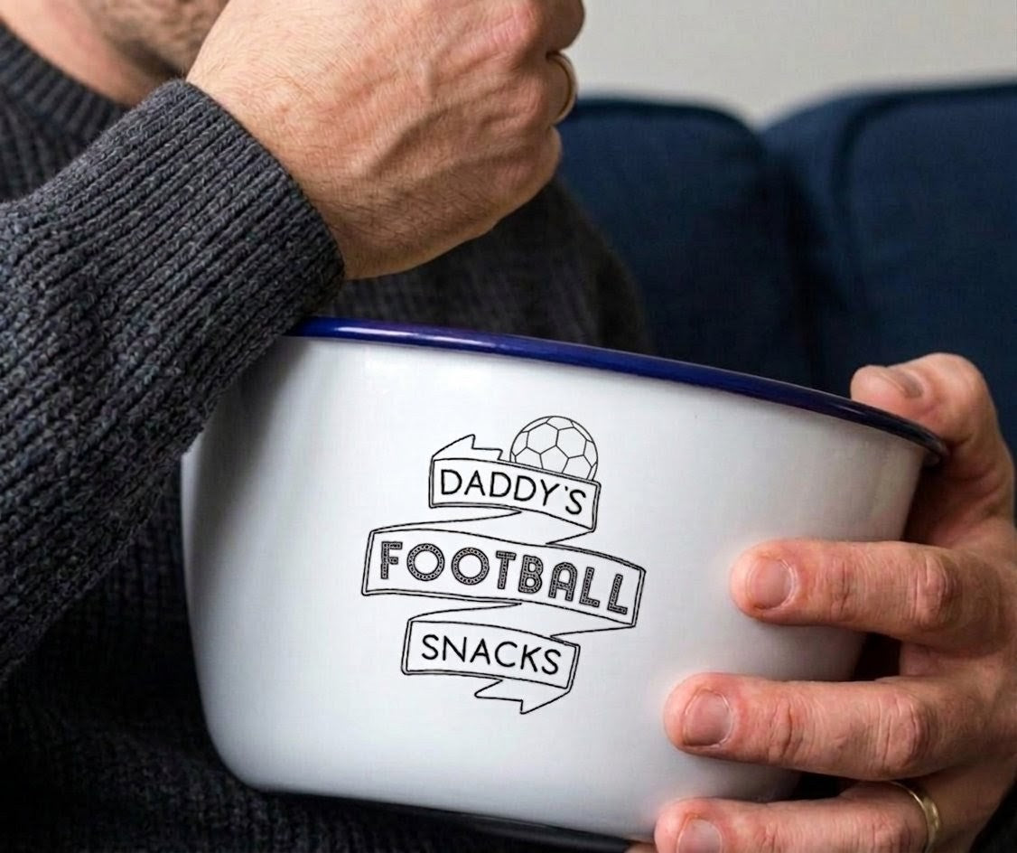 Personalised Enamel Snack Bowl | Any Sport, Any Name | Custom Match Day Gift - One Mama One Shed