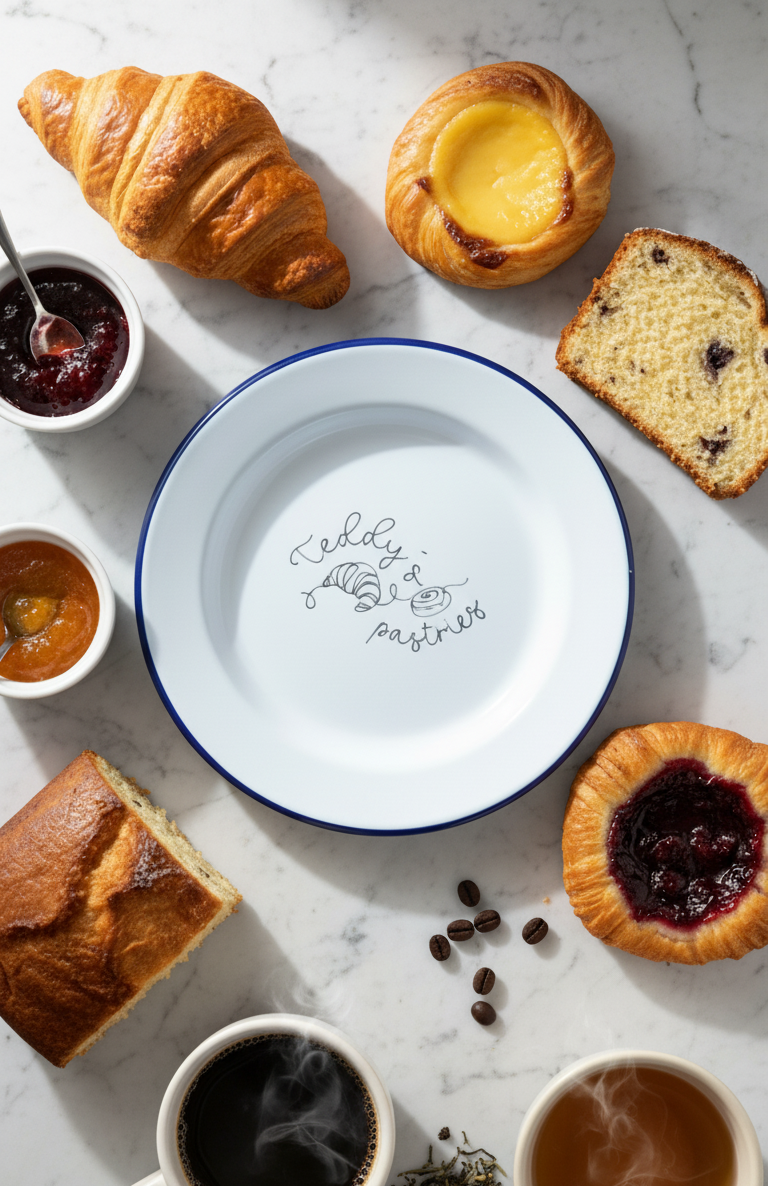 Pastry Plate - Engraved Enamel Plate