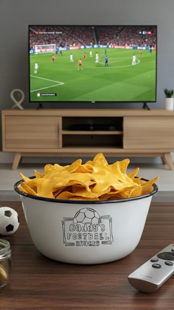 Personalised Enamel Snack Bowl | Any Sport, Any Name | Custom Match Day Gift - One Mama One Shed