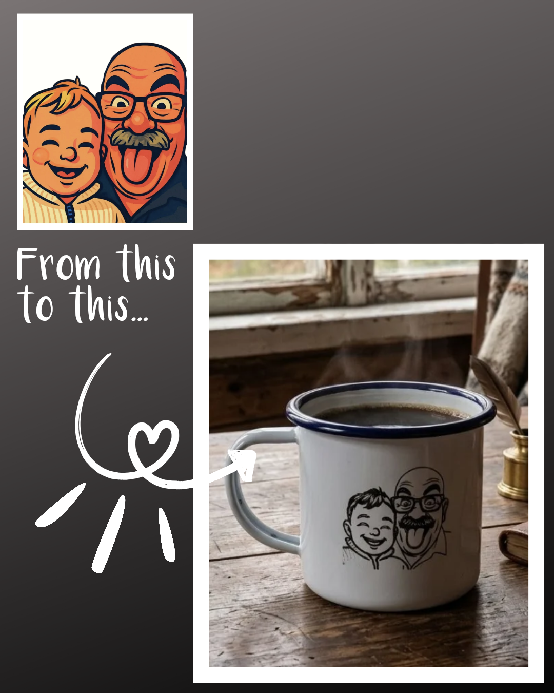 Custom Photo Line Drawing Engraved Enamelware | One Mama One Shed - One Mama One Shed