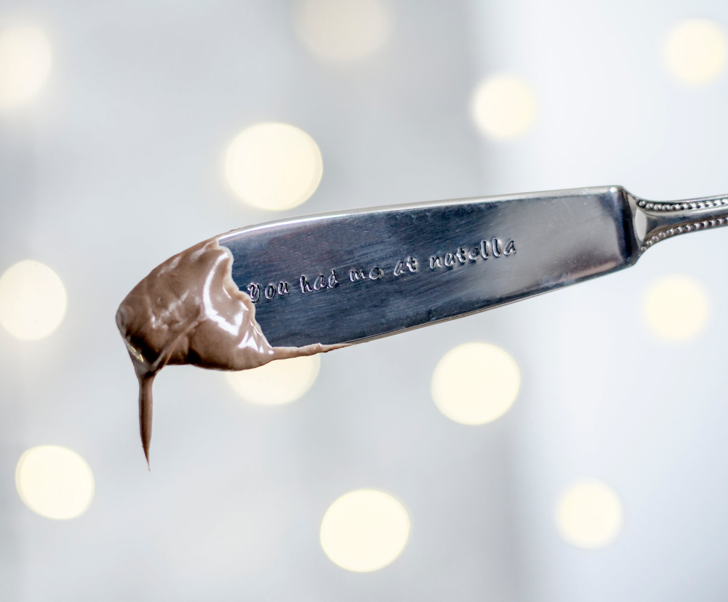 You Had Me At Nutella - Hand Stamped Vintage Knife - One Mama One Shed