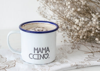 Mamaccino - My Ccino Mugs For Mums - Engraved Enamel Mug - One Mama One Shed