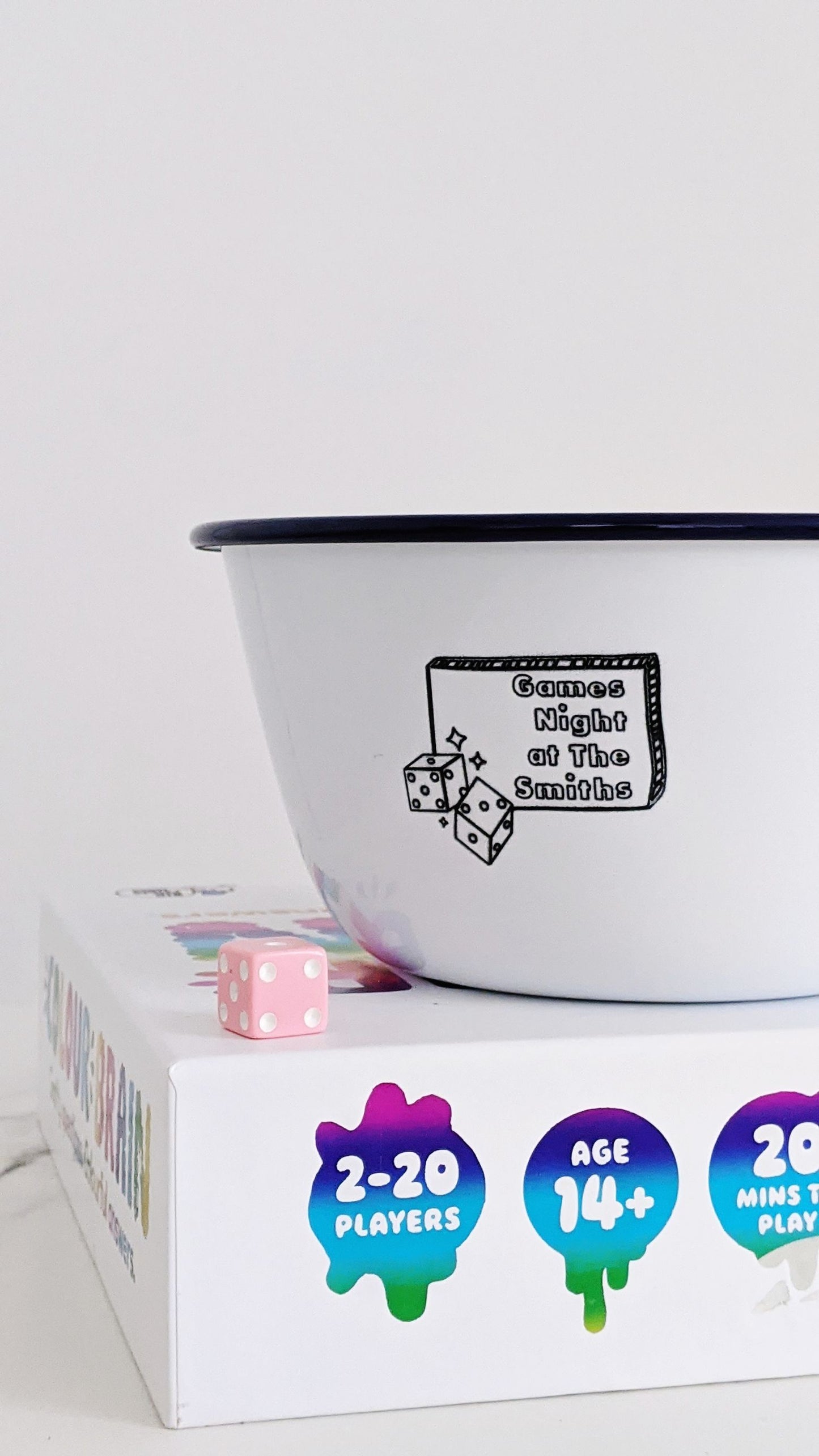 Games Night - Engraved Enamel Snack Bowl - One Mama One Shed