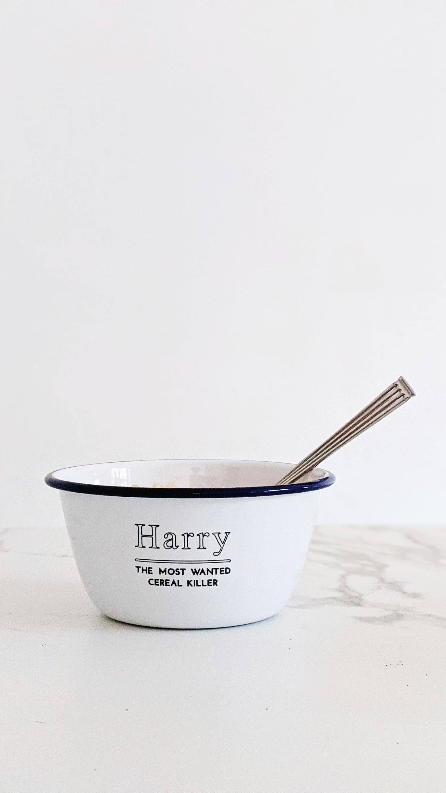 Personalised Cereal Killer - Engraved Enamel Breakfast Bowl - One Mama One Shed
