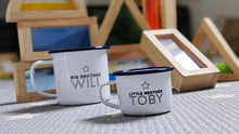 Personalised Brother and Sister - Engraved Enamel Mugs - One Mama One Shed