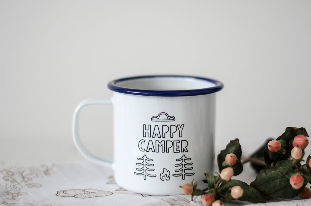 Happy Camper Engraved Travel Coffee Mug - Whitetail Woodcrafters