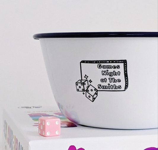 Black Friday 2021 - Games Night - Engraved Enamel Maxi Snack Bowl - One Mama One Shed