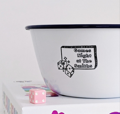 Games Night - Engraved Enamel Snack Bowl - One Mama One Shed