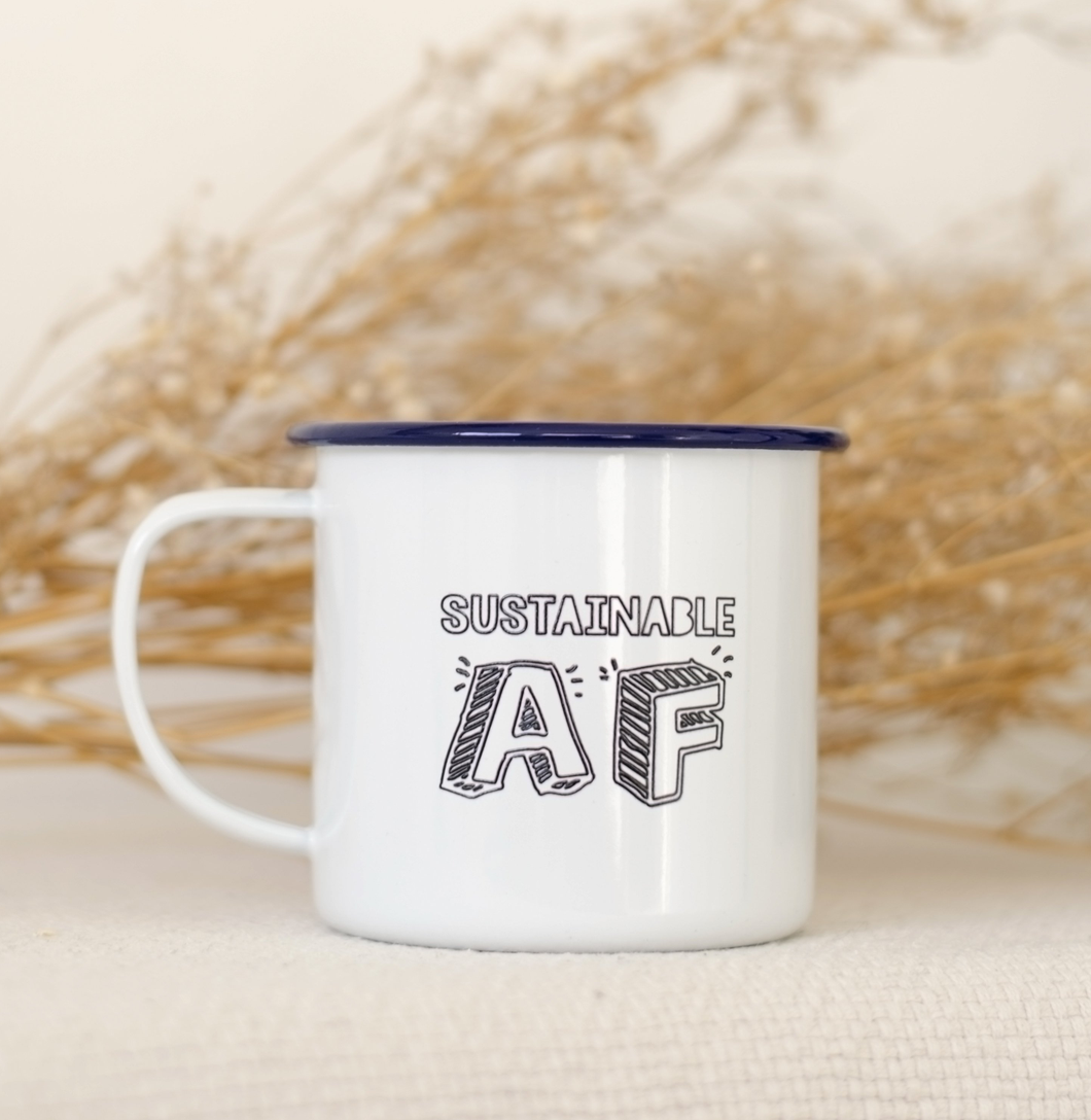 Sustainable AF - Engraved Enamel Mug - One Mama One Shed