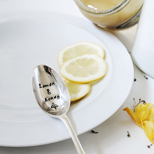 Lemon and Honey  - Hand Stamped Engraved Spoon - One Mama One Shed