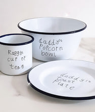Your Child's Drawing or Writing - Engraved Enamel Bowl - One Mama One Shed