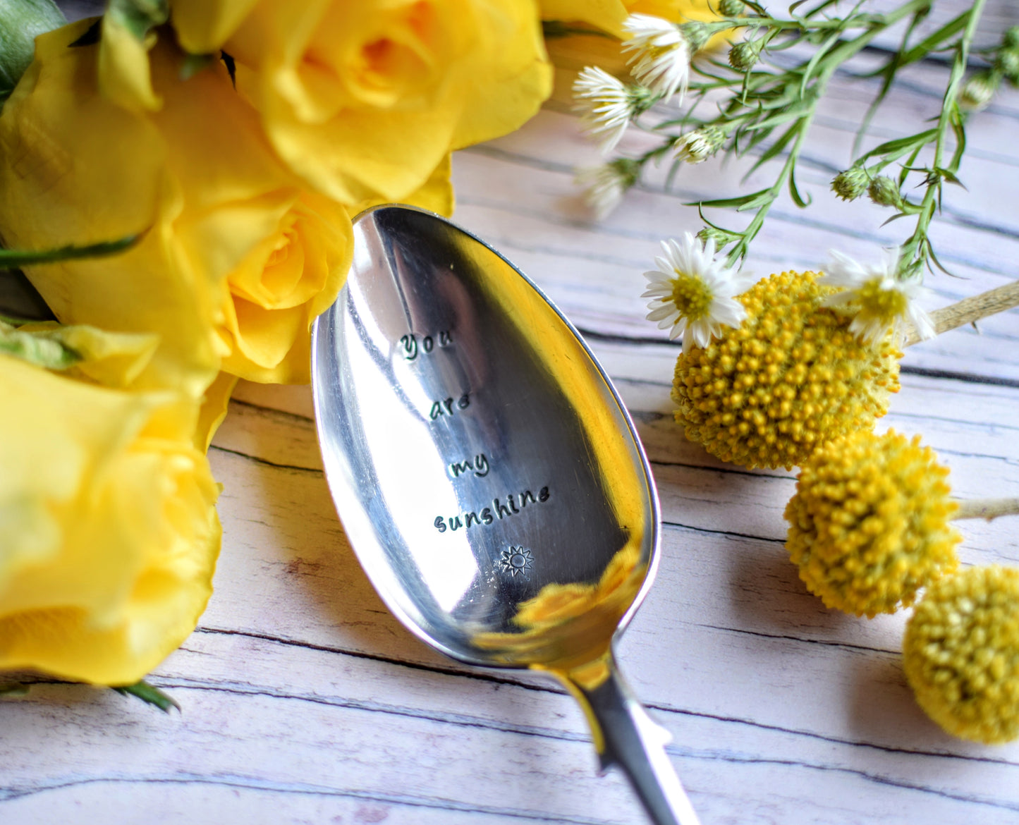 You Are My Sunshine - Hand Stamped Engraved Spoon - Vintage Table Spoon - One Mama One Shed