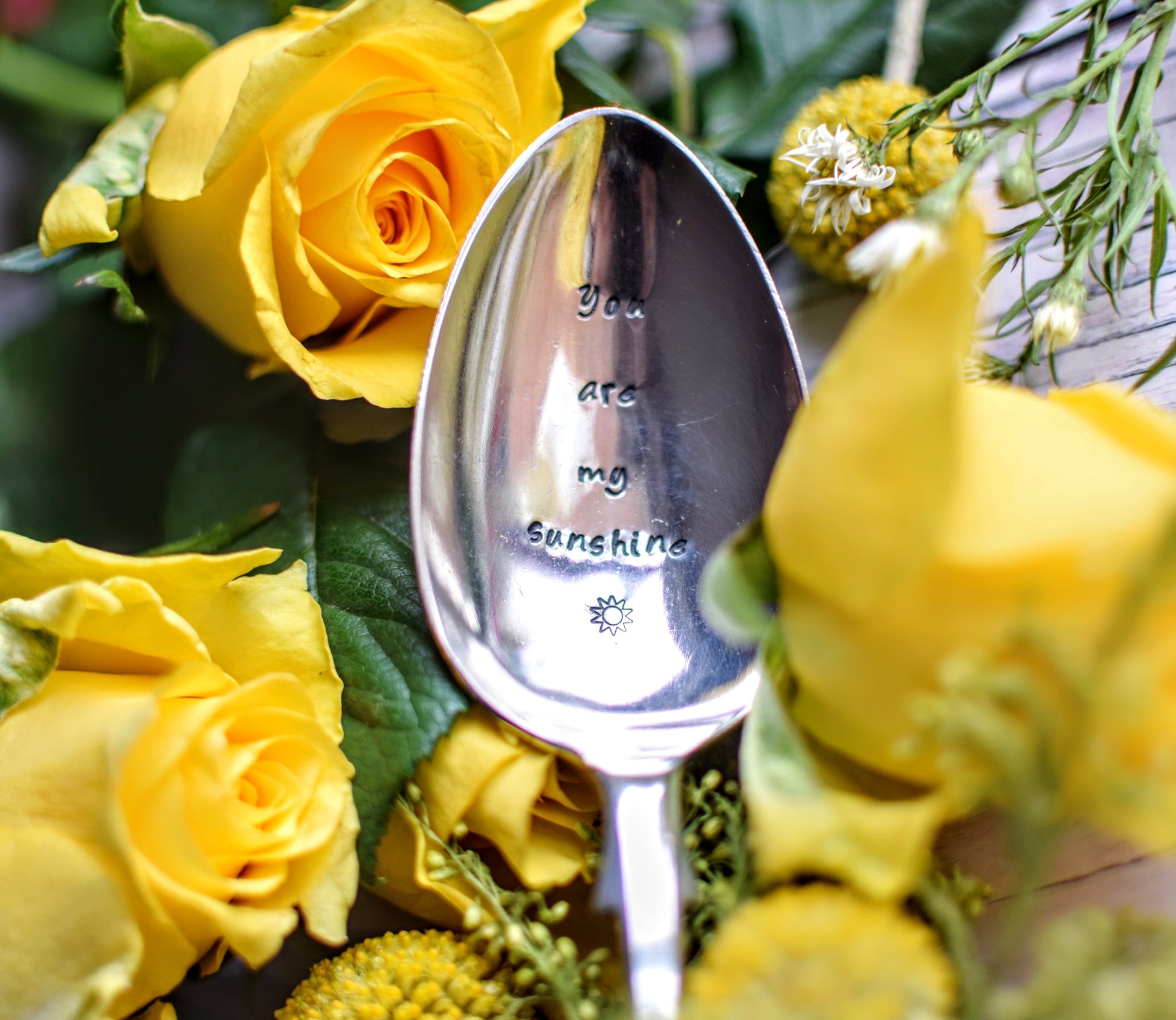 You Are My Sunshine - Hand Stamped Engraved Spoon - Vintage Table Spoon - One Mama One Shed