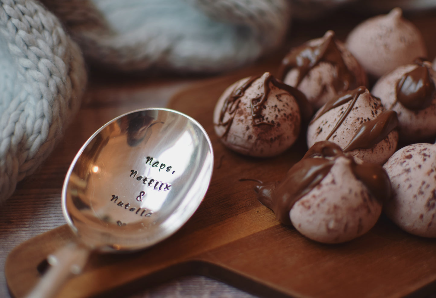 Naps, Netflix and Nutella - Hand Stamped Vintage Spoon - One Mama One Shed