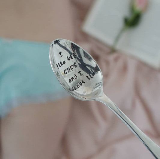 I Like Big Cups and I Cannot Lie - Hand Stamped Vintage Tea Spoon - One Mama One Shed