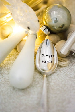 Gingle Bells - Jingle Bells - Christmas Edition Hand Stamped Gin Stirrer Swizzle Stick Spoon - One Mama One Shed
