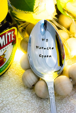 MY Marmite Spoon - Hand Stamped Vintage Tablespoon - One Mama One Shed