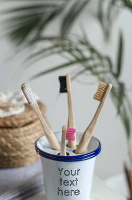 Your Text Here - Engraved Enamel Toothbrush Holder - One Mama One Shed