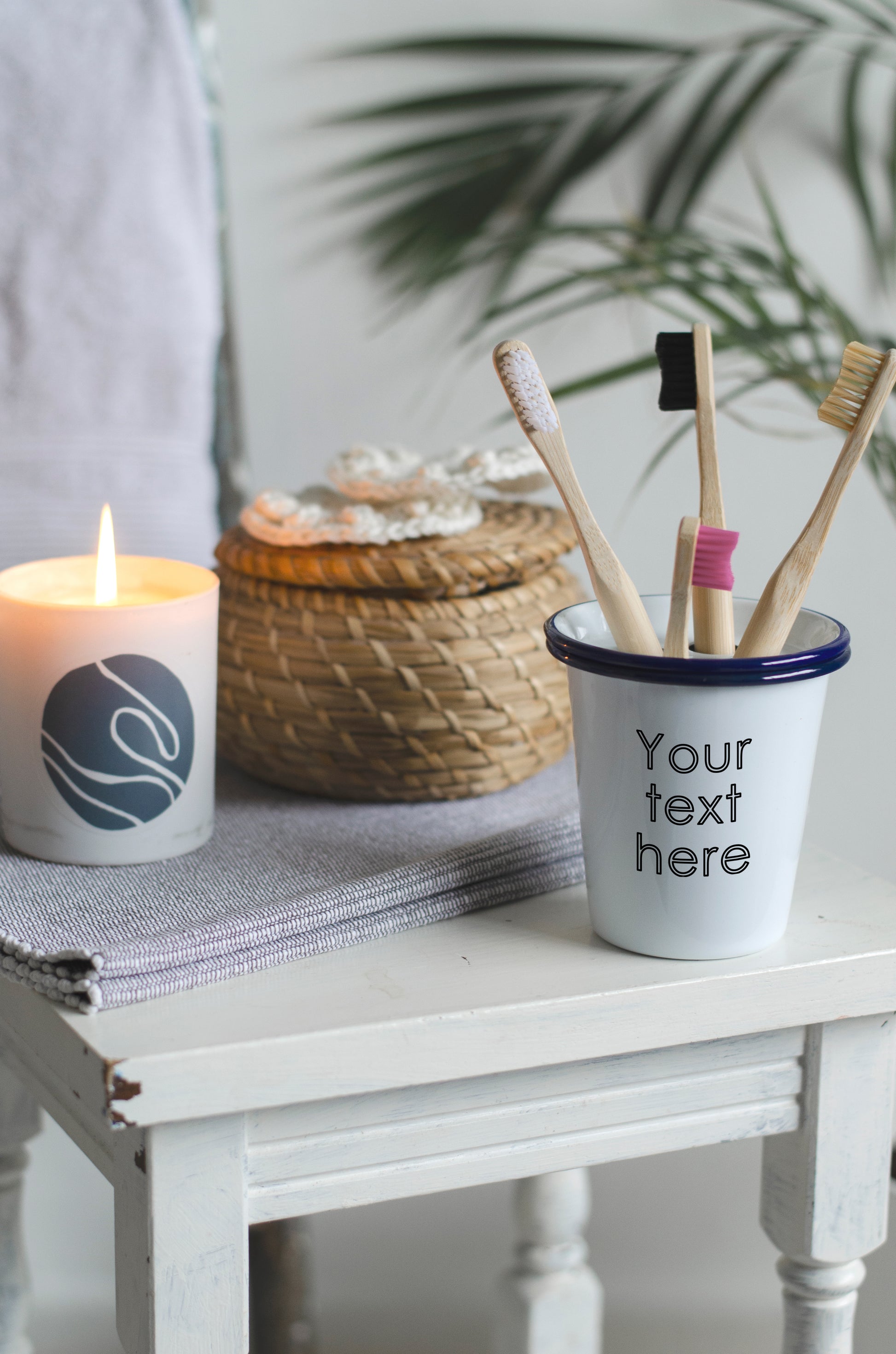Your Text Here - Engraved Enamel Toothbrush Holder - One Mama One Shed