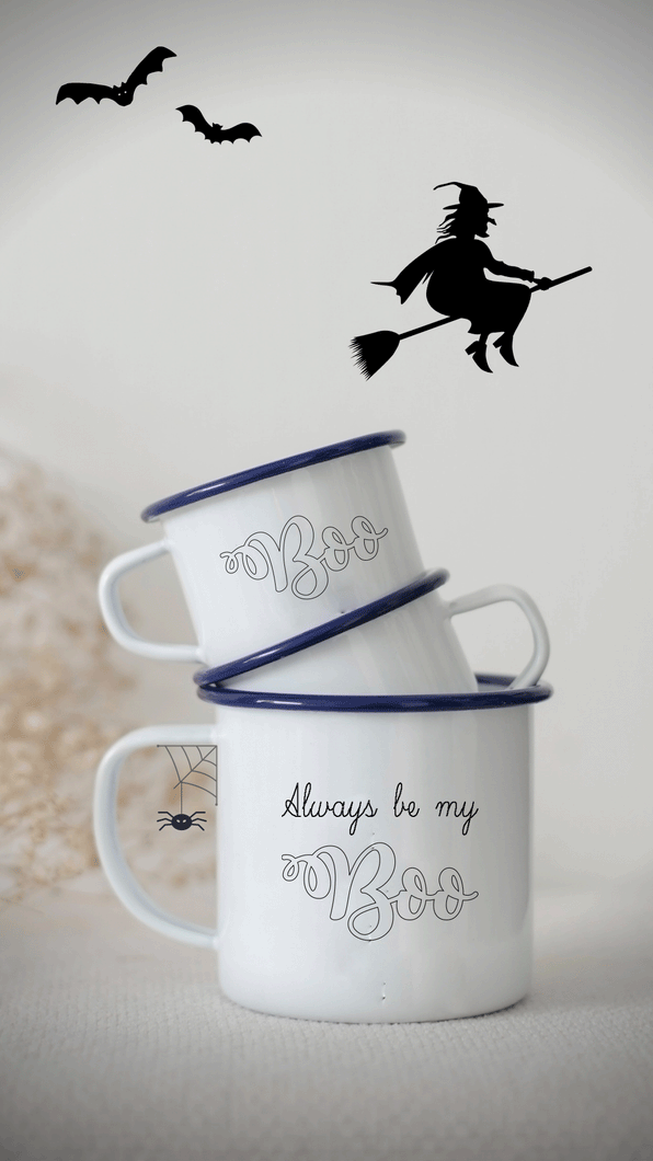 Always Be My Boo - Limited Edition Halloween Engraved Enamel Mug - One Mama One Shed