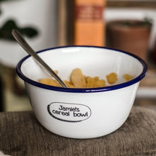 Personalised Cereal Bowl - Engraved Enamel Breakfast Bowl - One Mama One Shed