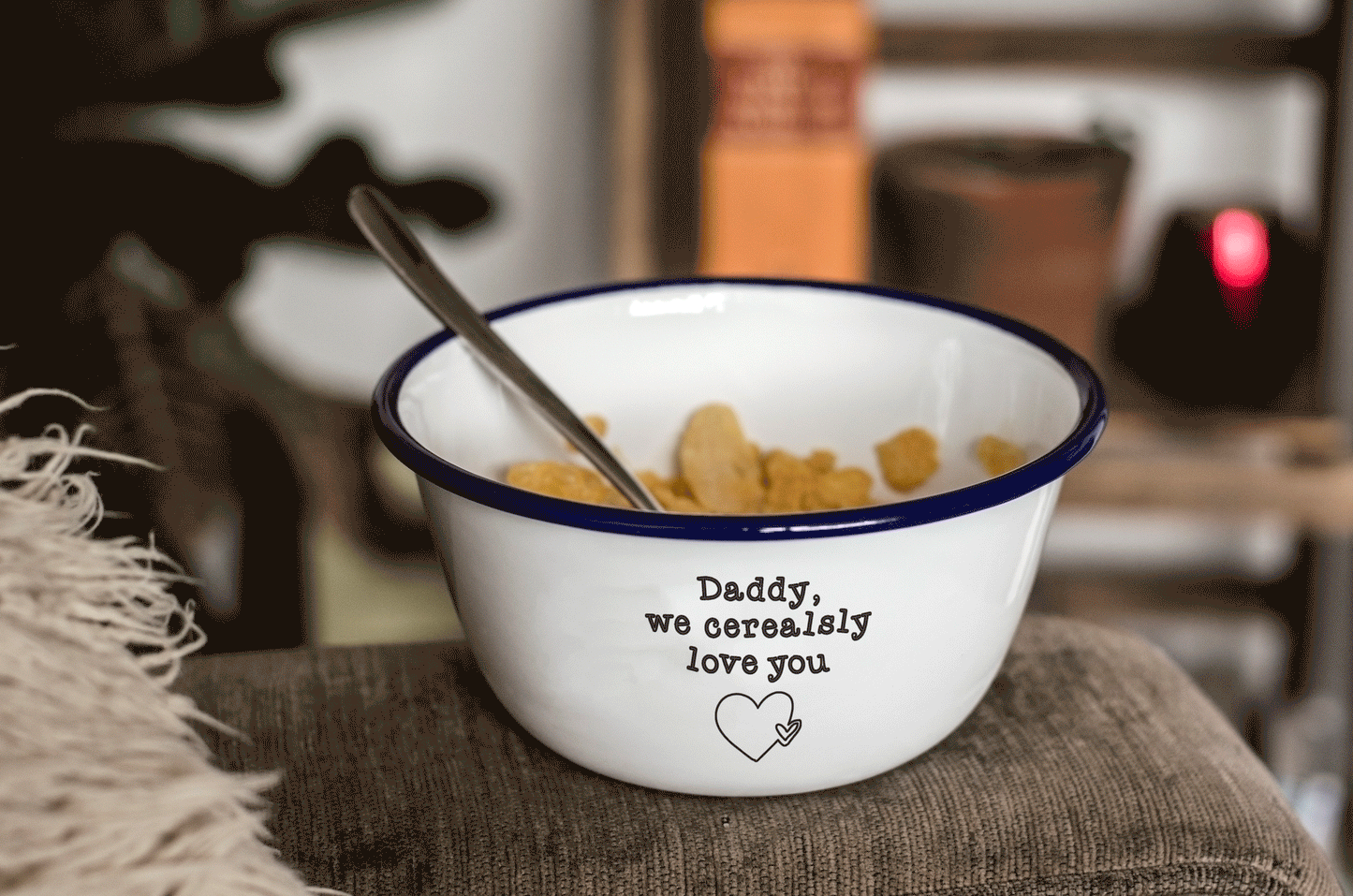 Personalised I Cerealsly Love You - Engraved Enamel Breakfast Bowl - One Mama One Shed