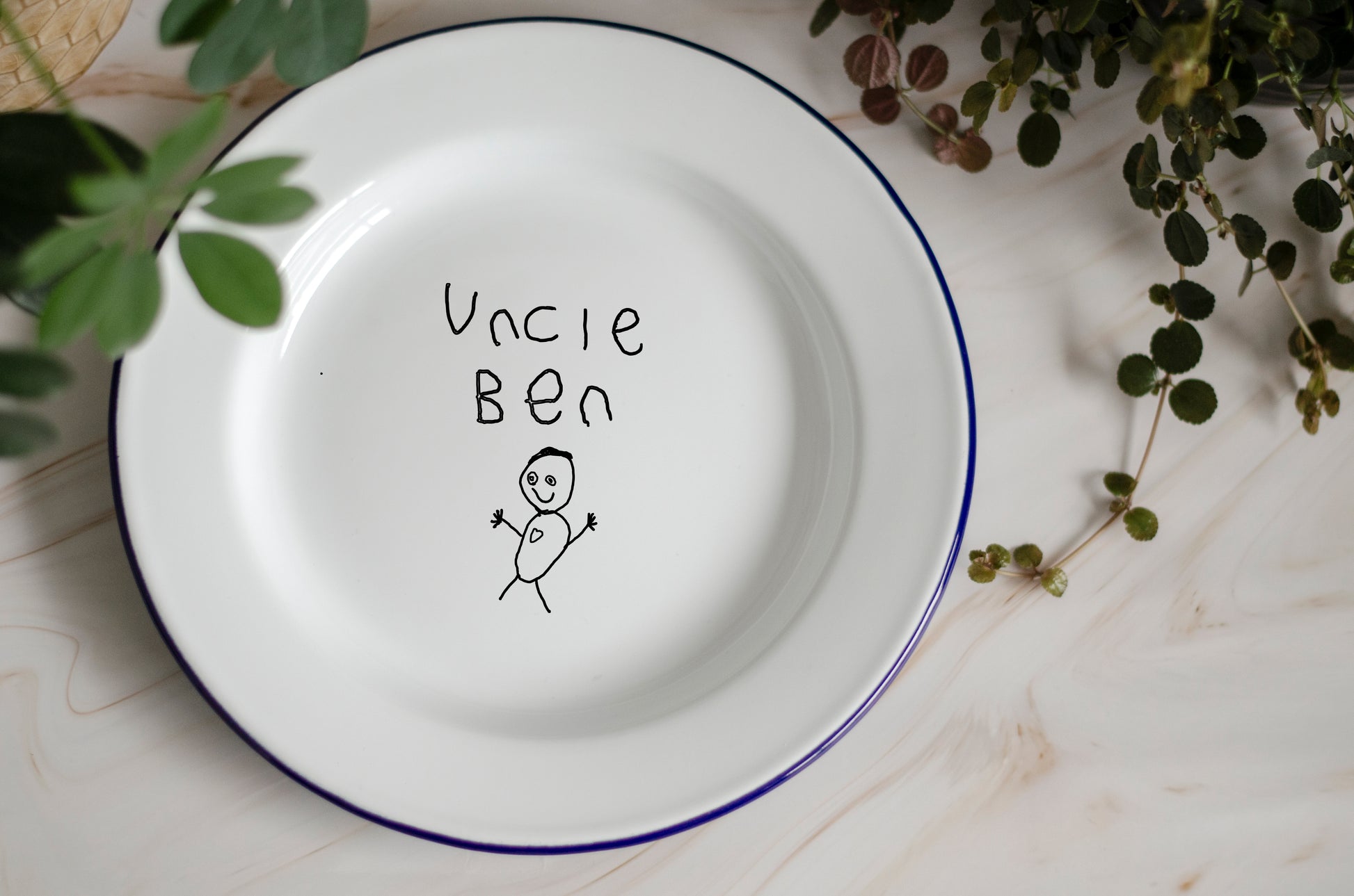 Your Child's Drawing or Writing - Engraved Enamel Plate - One Mama One Shed