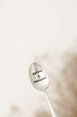 Coffee and Concealer - Hand Stamped Vintage Coffee Spoon - One Mama One Shed