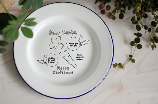 Black Friday 2021 - Dear Santa Plate - Engraved Enamel Christmas Eve Plate - One Mama One Shed
