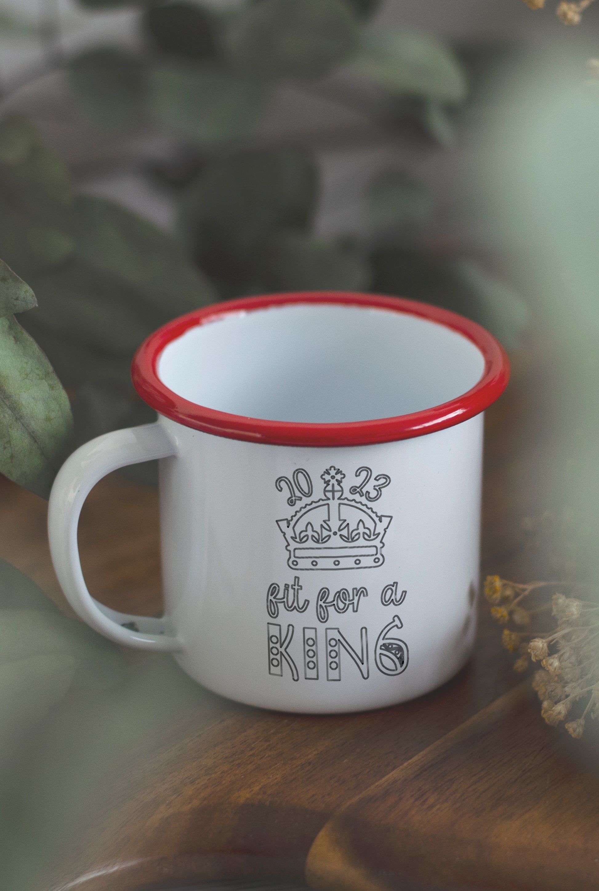 Fit For A King - King Charles' Coronation - Engraved Enamel - One Mama One Shed