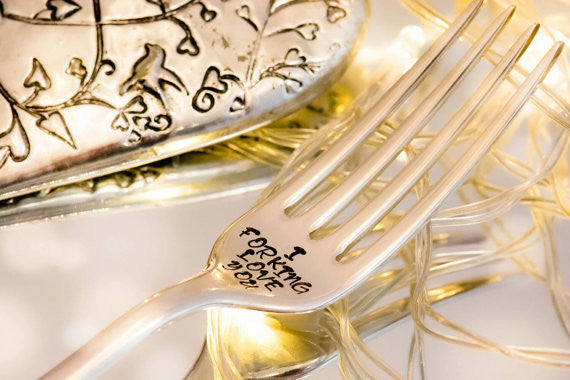 I Forking Love You - Hand Stamped Engraved Fork - Vintage Fork - One Mama One Shed